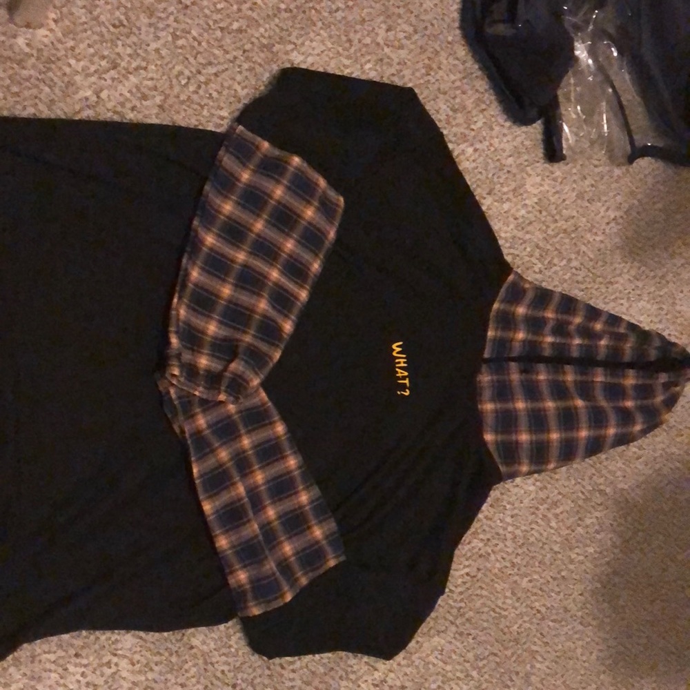 SHEIN Plaid Letter Hoodie.